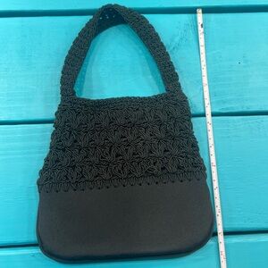 Evan Picone Black Textured Shoulder Bag